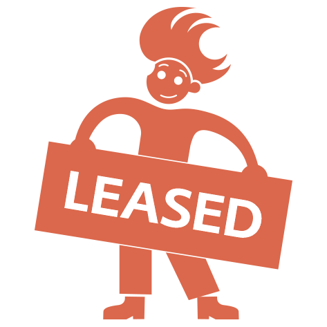 Poli Clean mascot holding a Leased sign