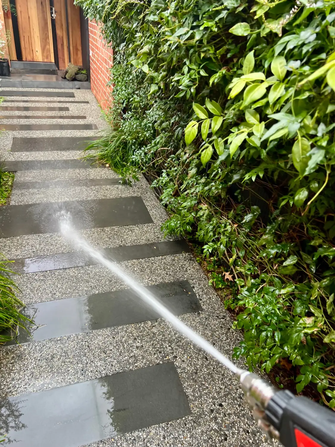 Pressure washing after Poli Clean