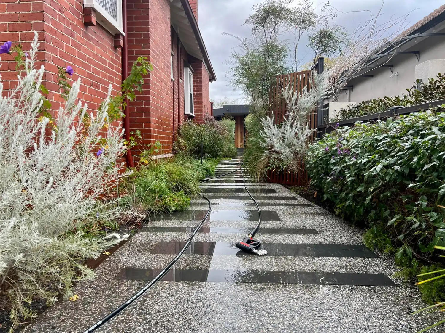 Poli Clean crew soft-washing a Melbourne home exterior